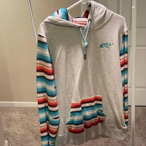 Striped Sleeve Hoodie with Embroidered Logo